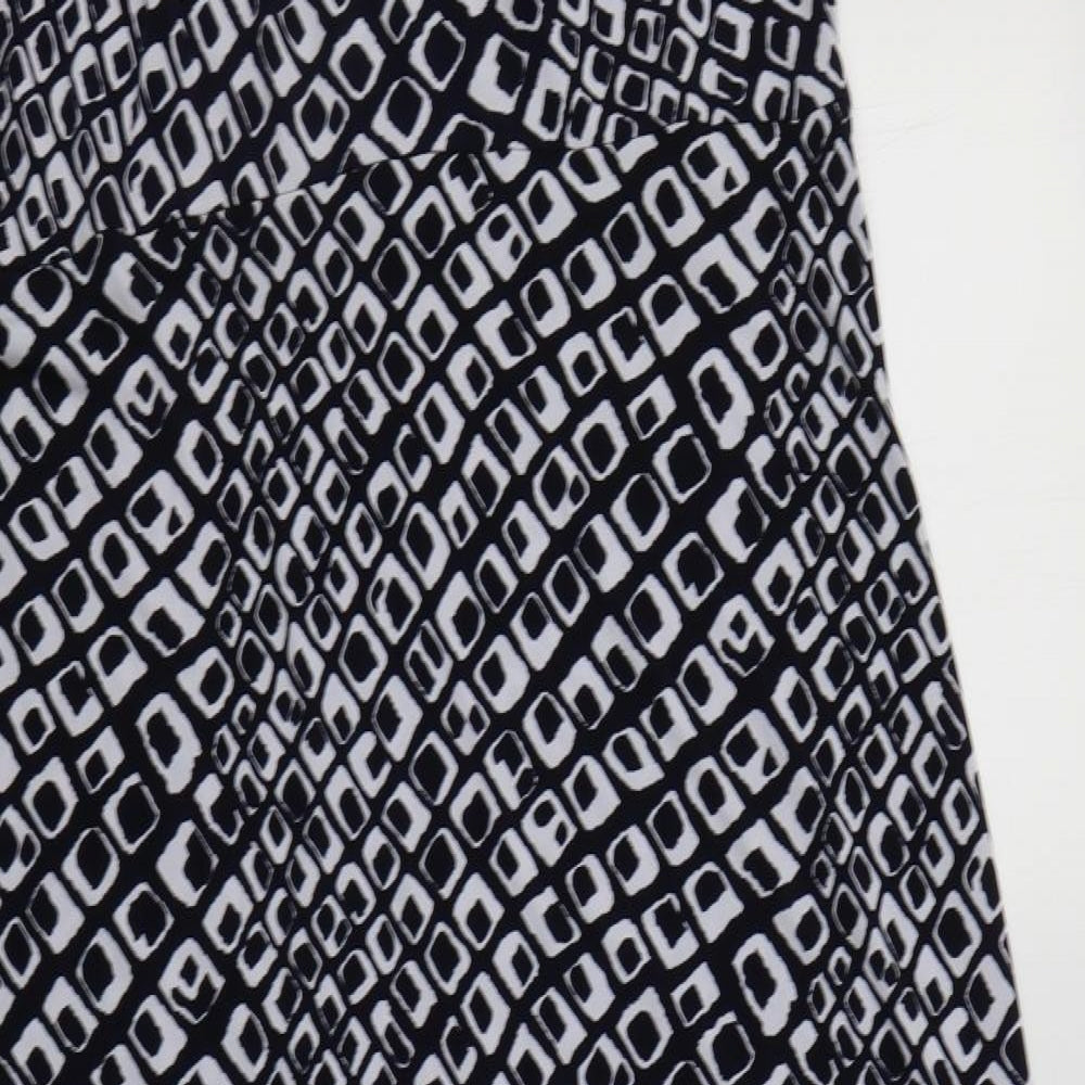 Kim & Co Womens Blue Geometric Polyester Maxi  Size 2XL  Round Neck