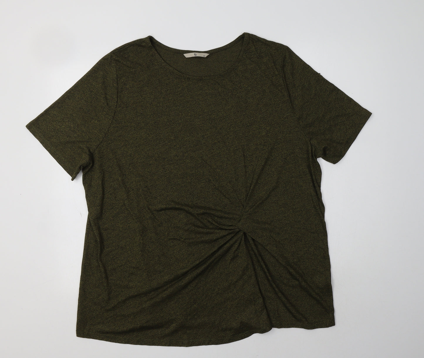 TU Womens Green  Polyester Basic Blouse Size 24 Round Neck