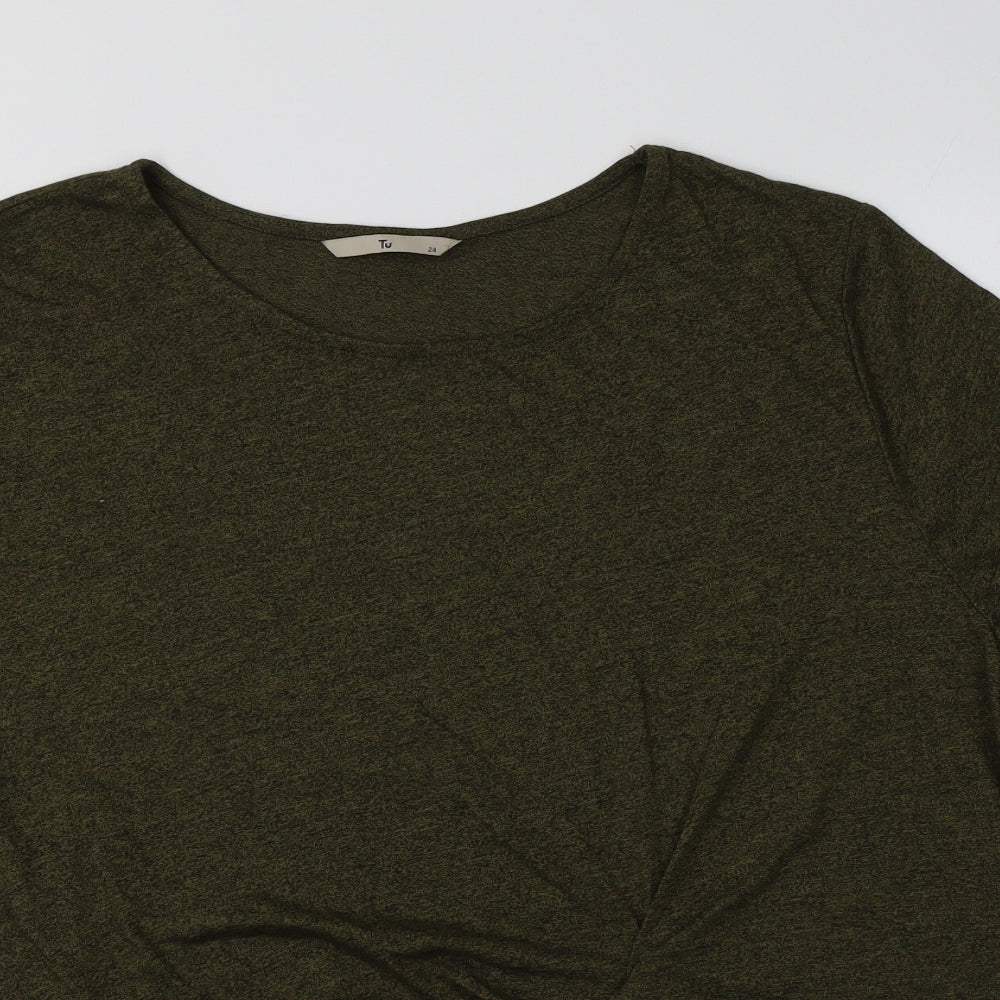 TU Womens Green  Polyester Basic Blouse Size 24 Round Neck