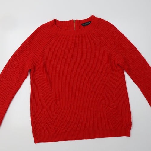 Dorothy Perkins Womens Red Crew Neck  Acrylic Pullover Jumper Size 16