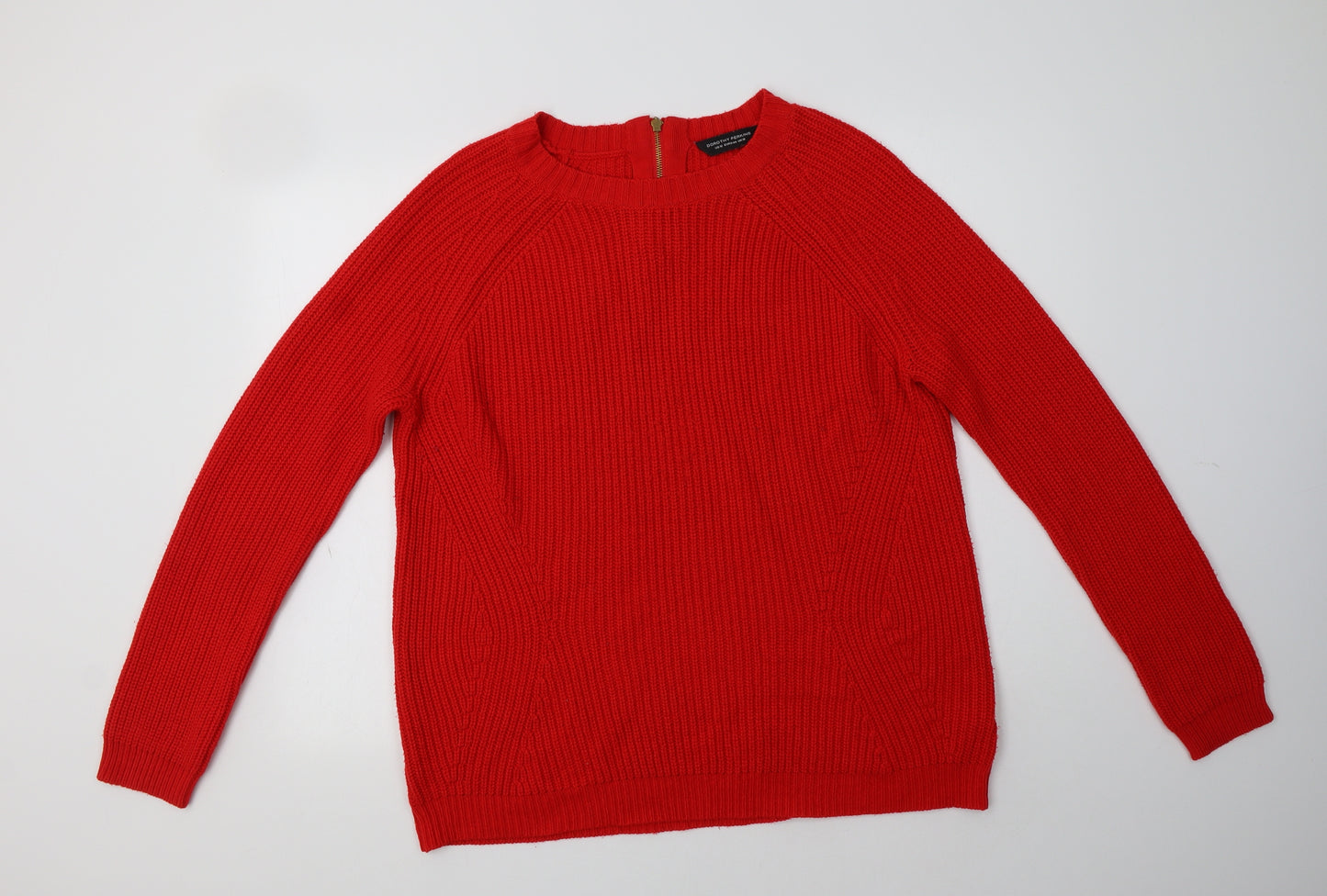 Dorothy Perkins Womens Red Crew Neck  Acrylic Pullover Jumper Size 16