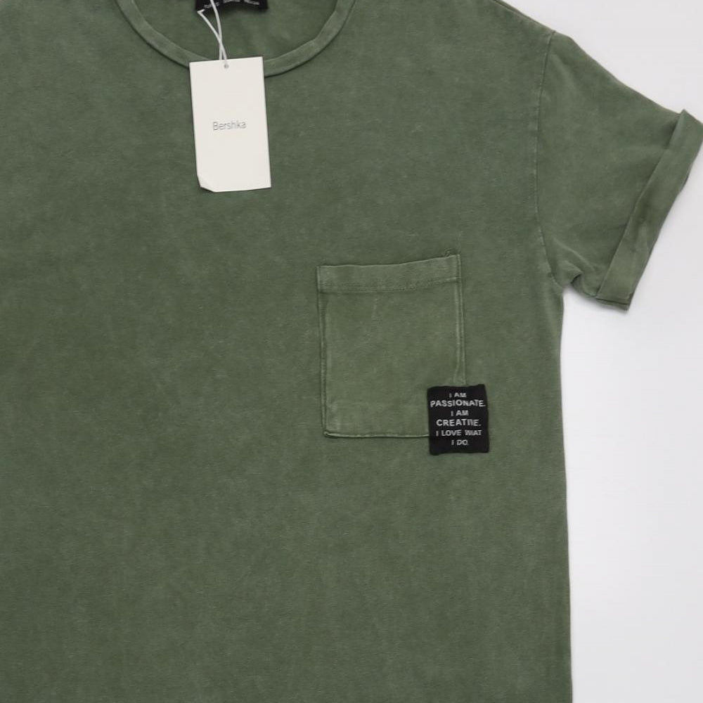Bershka Womens Green  Cotton T-Shirt Dress  Size XS  Crew Neck