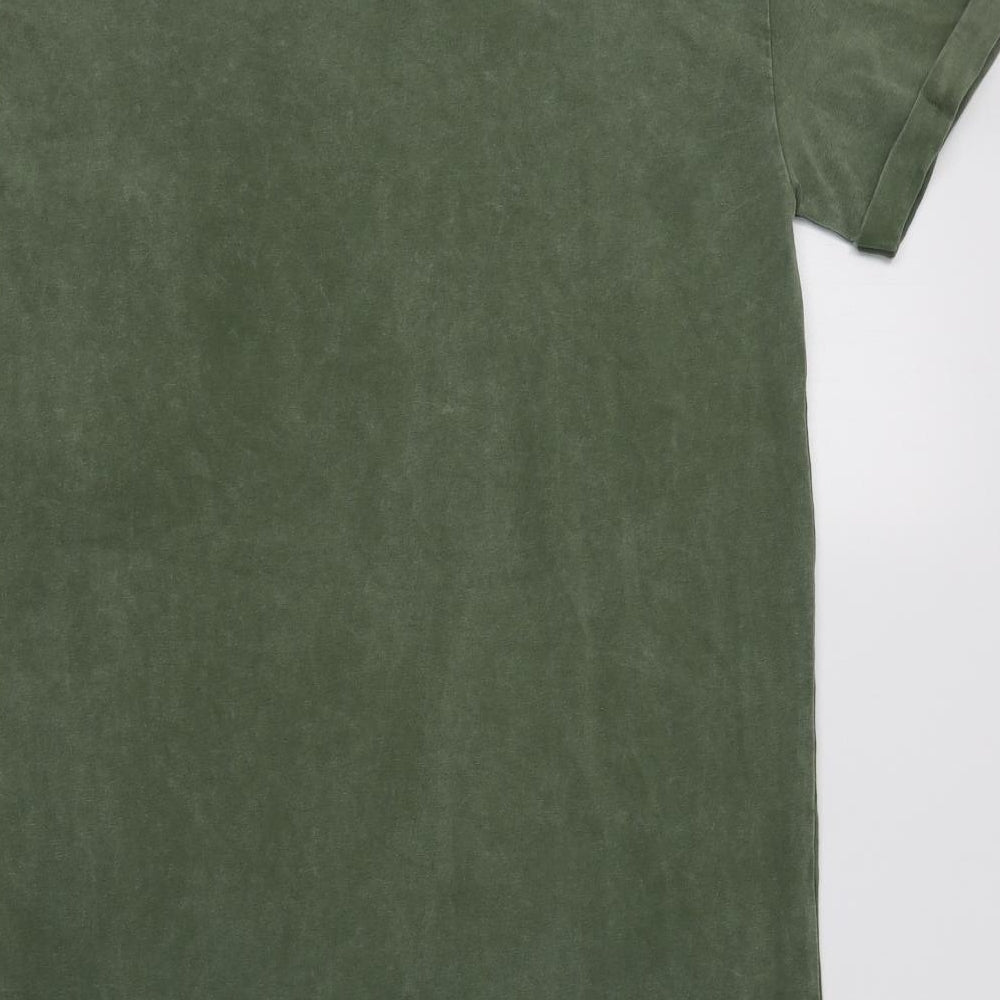 Bershka Womens Green  Cotton T-Shirt Dress  Size XS  Crew Neck