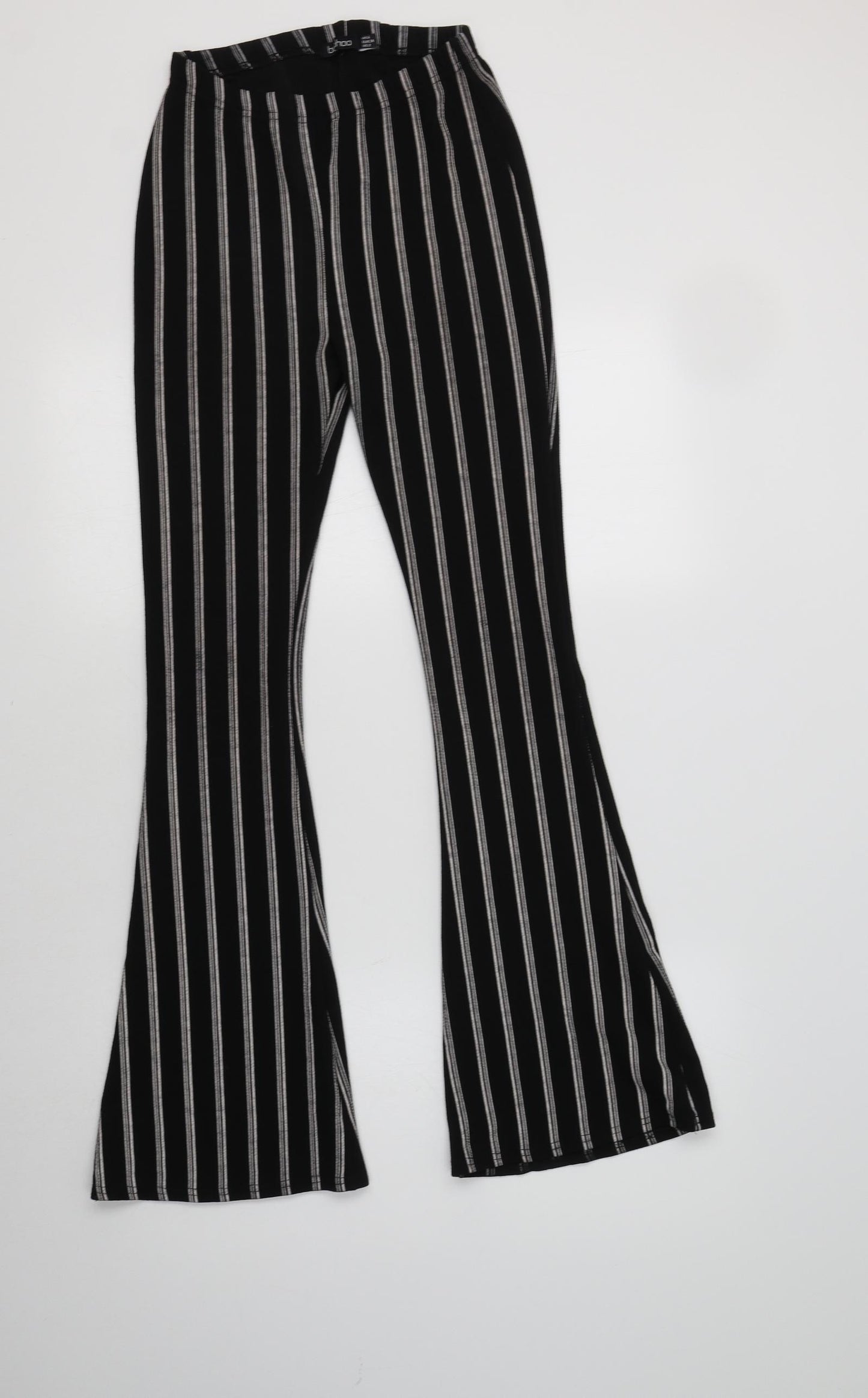 Boohoo Womens Black Striped Polyester Jegging Trousers Size 6 L32 in Regular