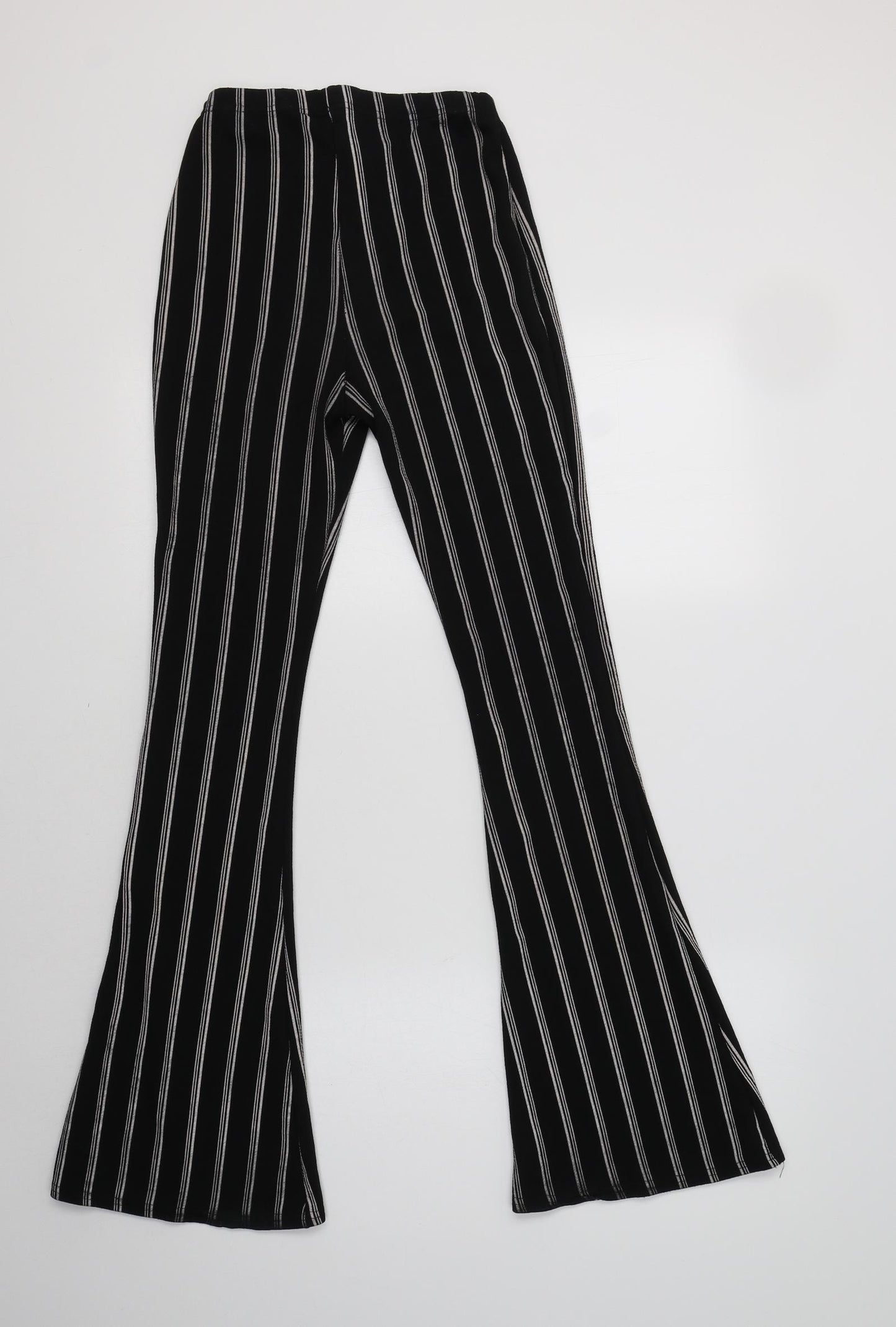 Boohoo Womens Black Striped Polyester Jegging Trousers Size 6 L32 in Regular