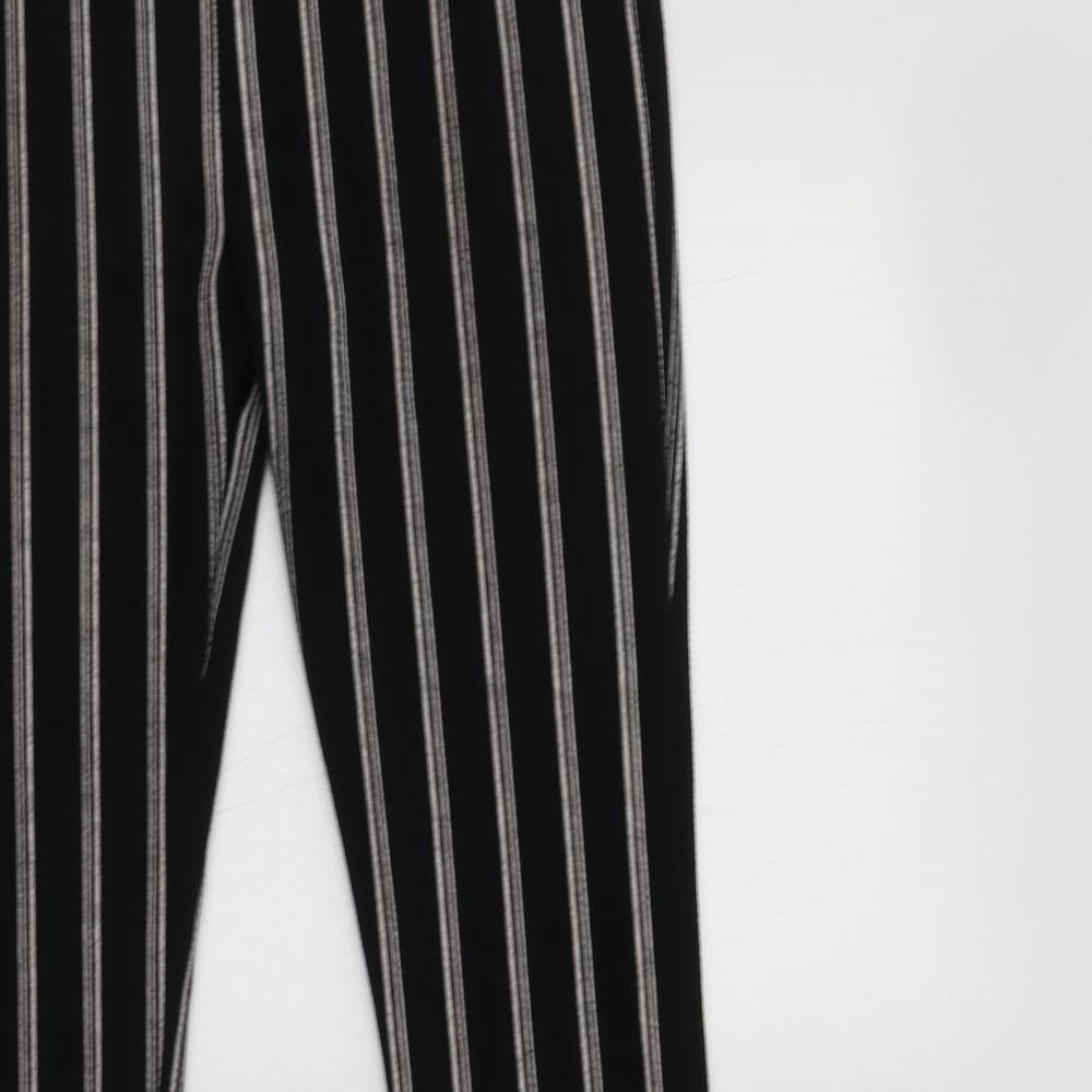 Boohoo Womens Black Striped Polyester Jegging Trousers Size 6 L32 in Regular