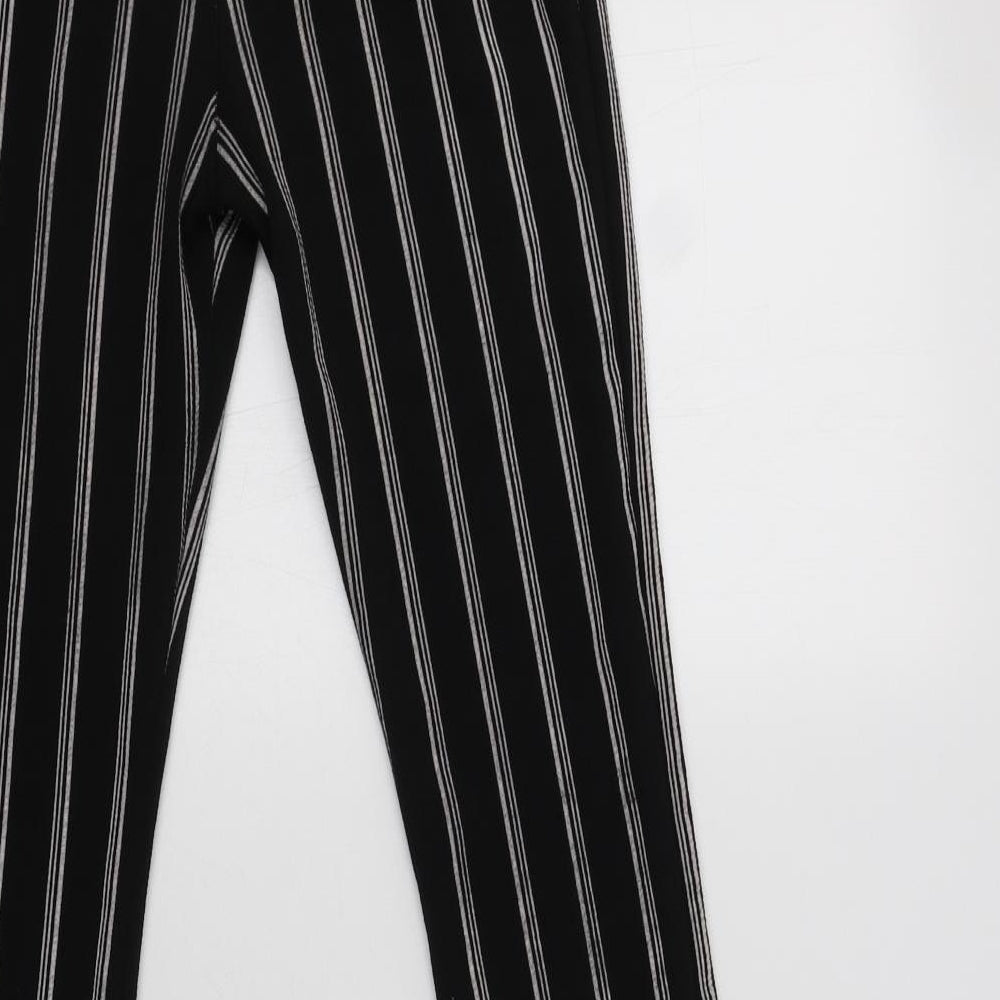 Boohoo Womens Black Striped Polyester Jegging Trousers Size 6 L32 in Regular