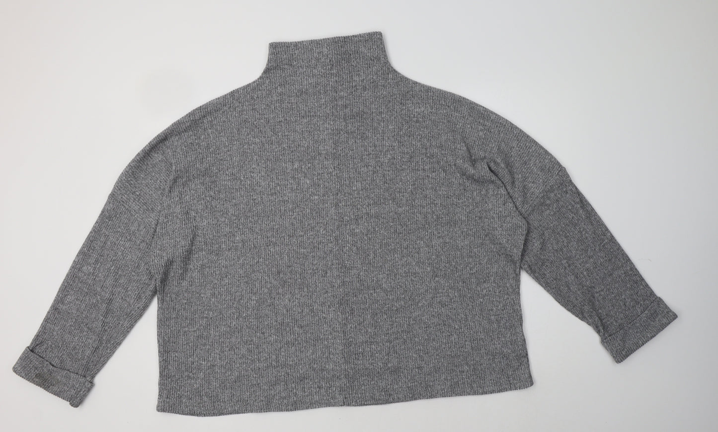 Primark Womens Grey Mock Neck  Polyester Pullover Jumper Size 2XL