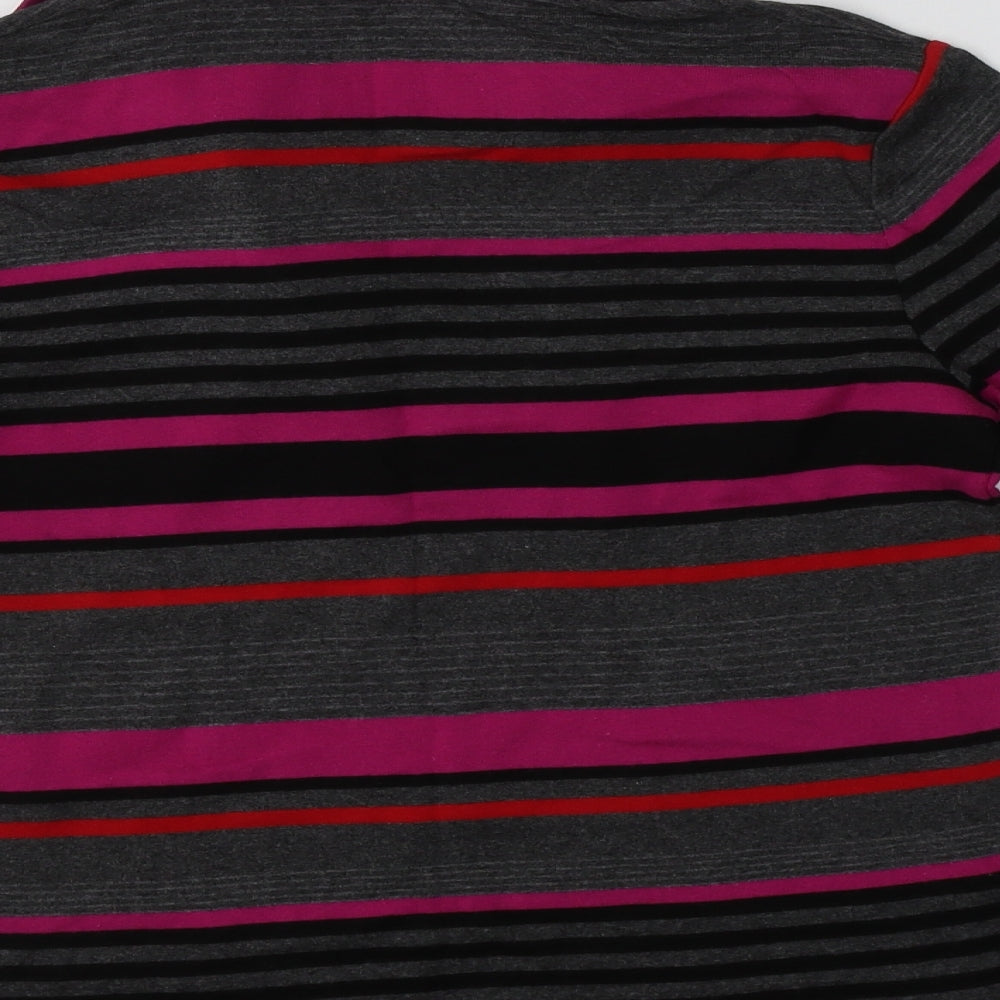 Maine New England Womens Multicoloured Striped Cotton Basic T-Shirt Size 10 Collared