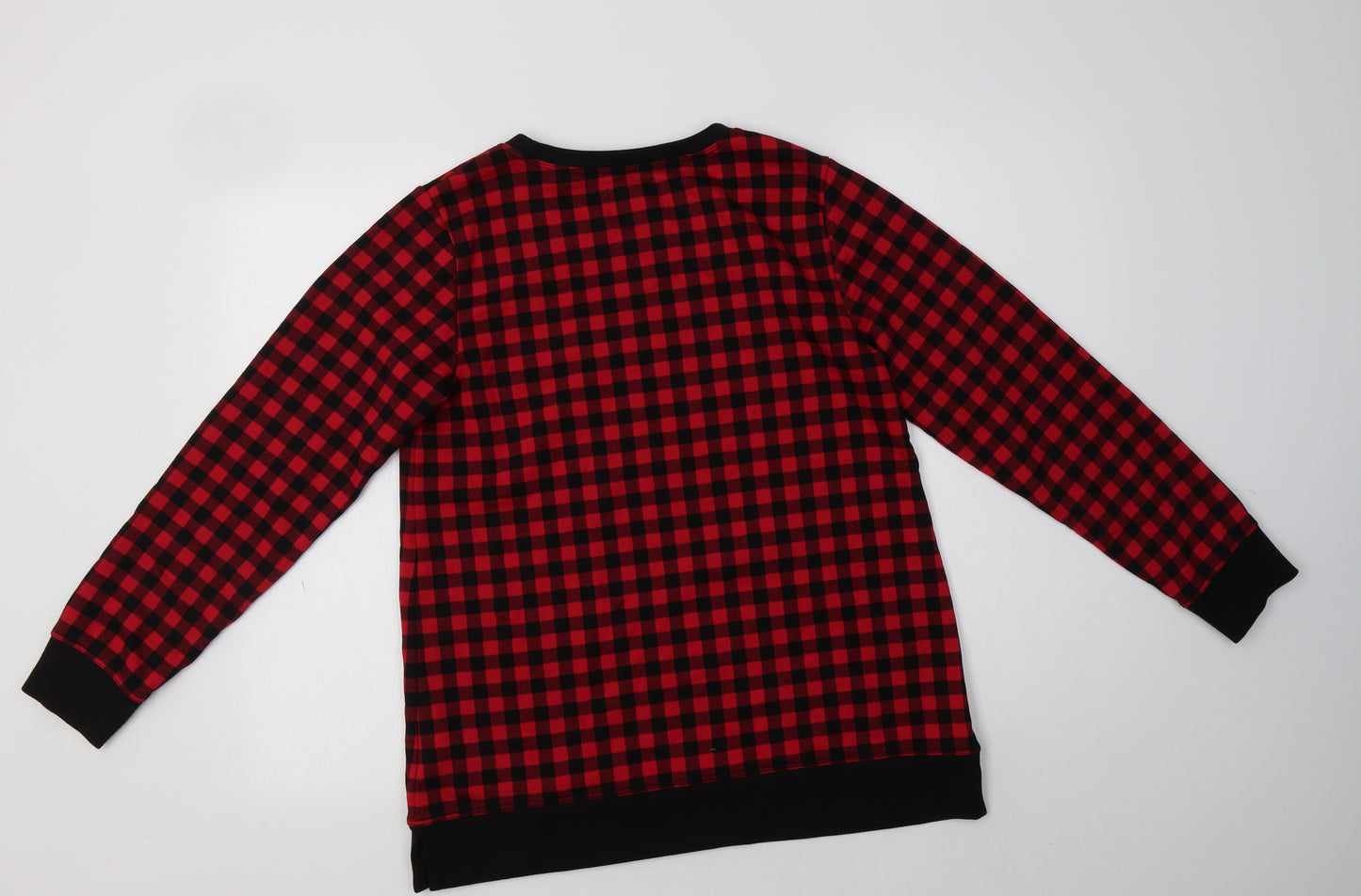 Lands' End Womens Red Check Cotton Pullover Sweatshirt Size S