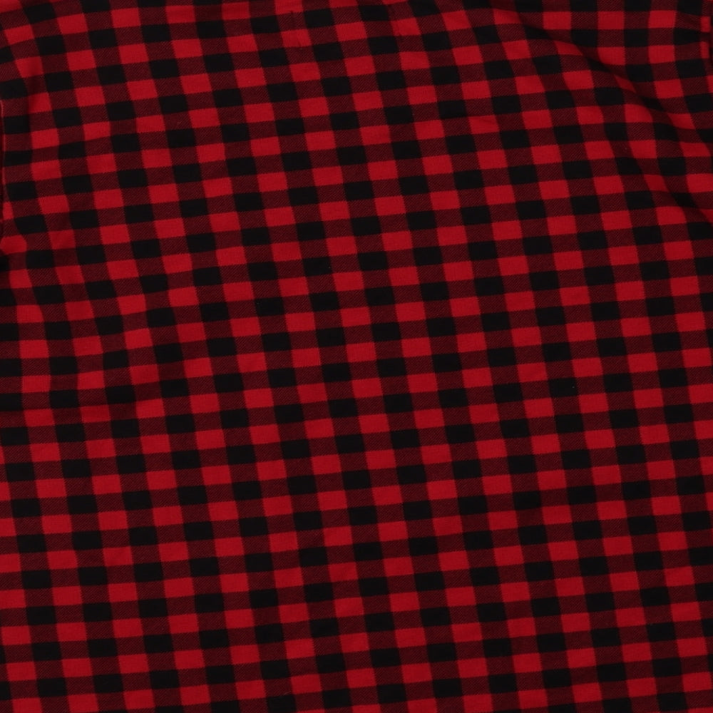 Lands' End Womens Red Check Cotton Pullover Sweatshirt Size S