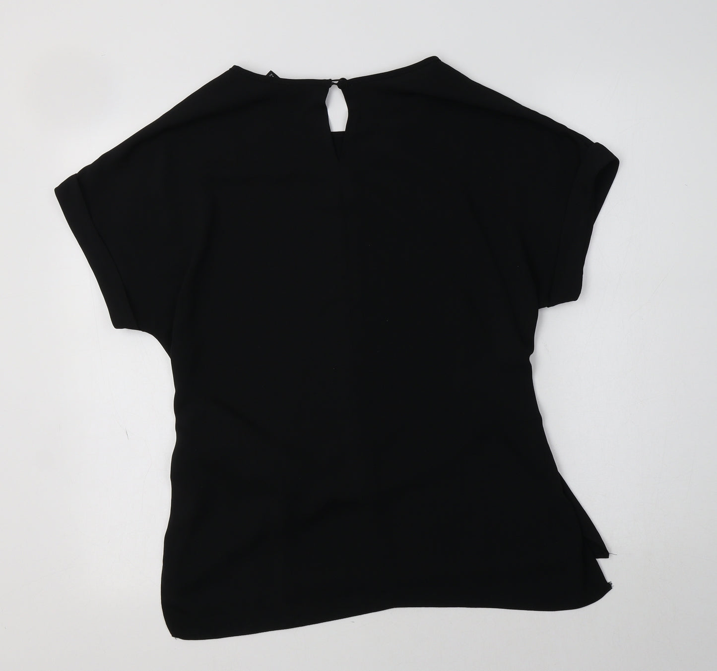New Look Womens Black  Polyester Basic Blouse Size 10 Crew Neck