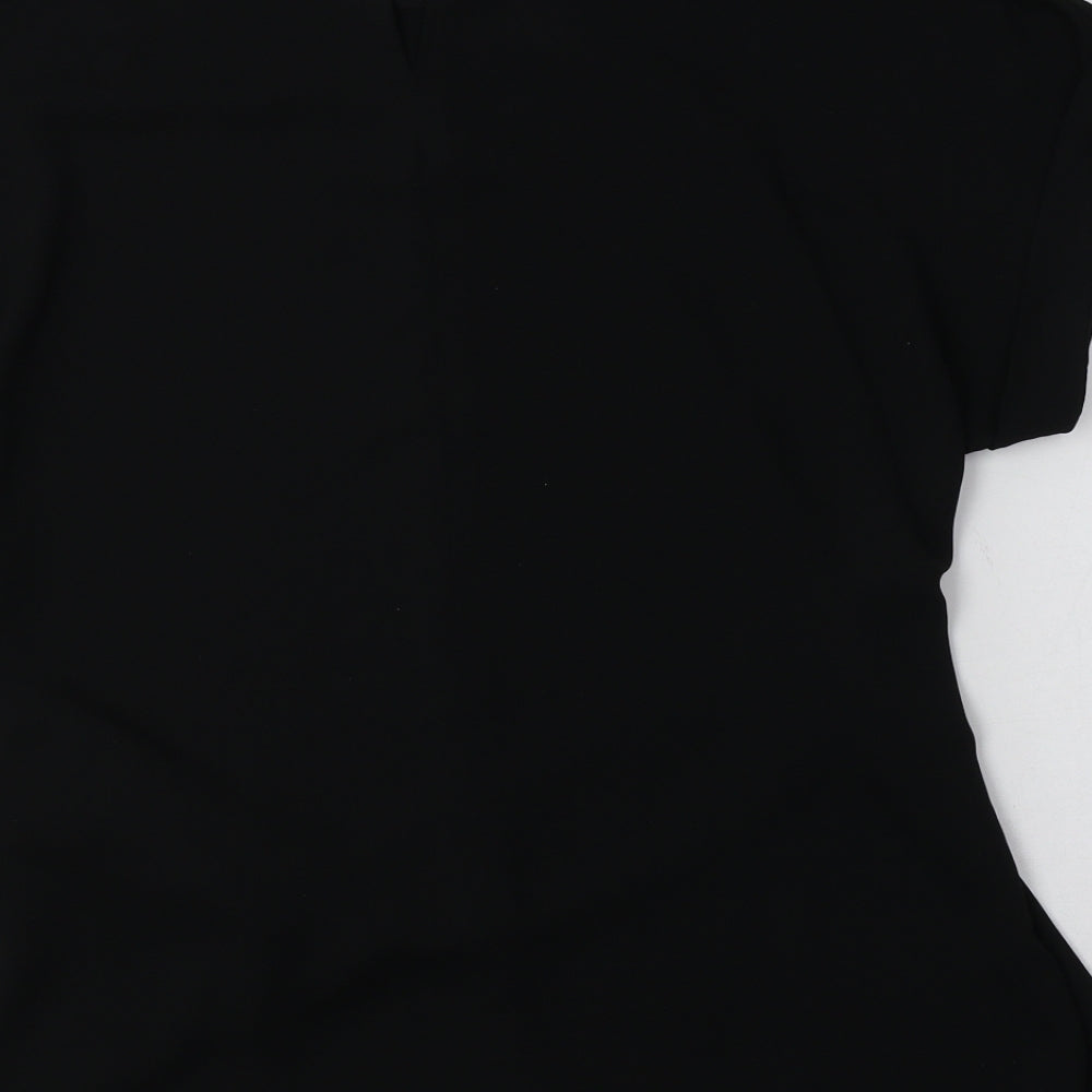 New Look Womens Black  Polyester Basic Blouse Size 10 Crew Neck