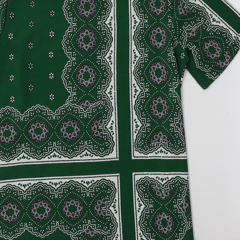 Papaya Womens Green Paisley Polyester Tunic Blouse Size 12 Round Neck