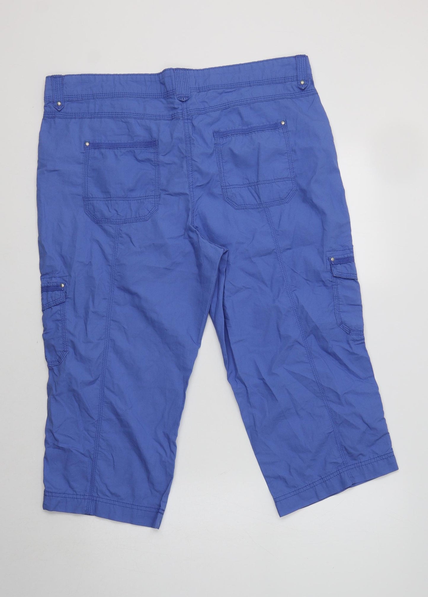 Papaya Womens Blue  Cotton Cropped Trousers Size 14 L21 in Regular
