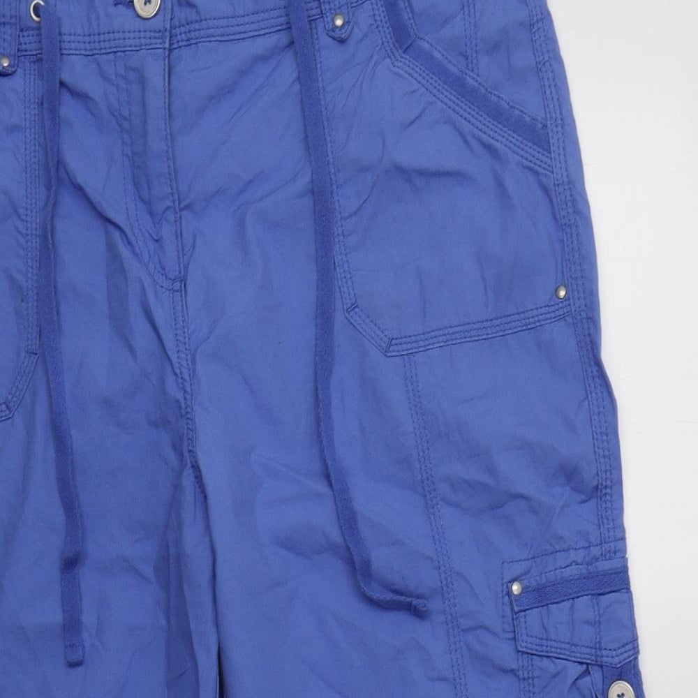 Papaya Womens Blue  Cotton Cropped Trousers Size 14 L21 in Regular