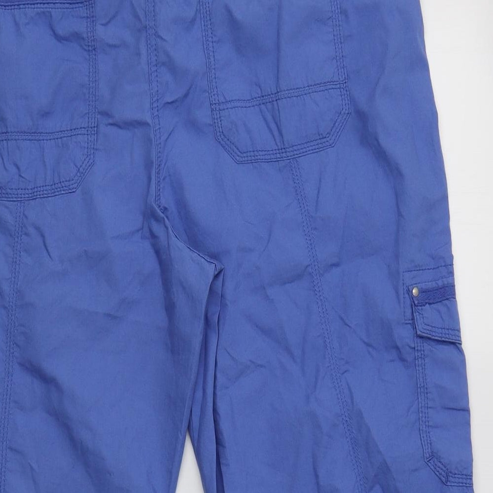 Papaya Womens Blue  Cotton Cropped Trousers Size 14 L21 in Regular