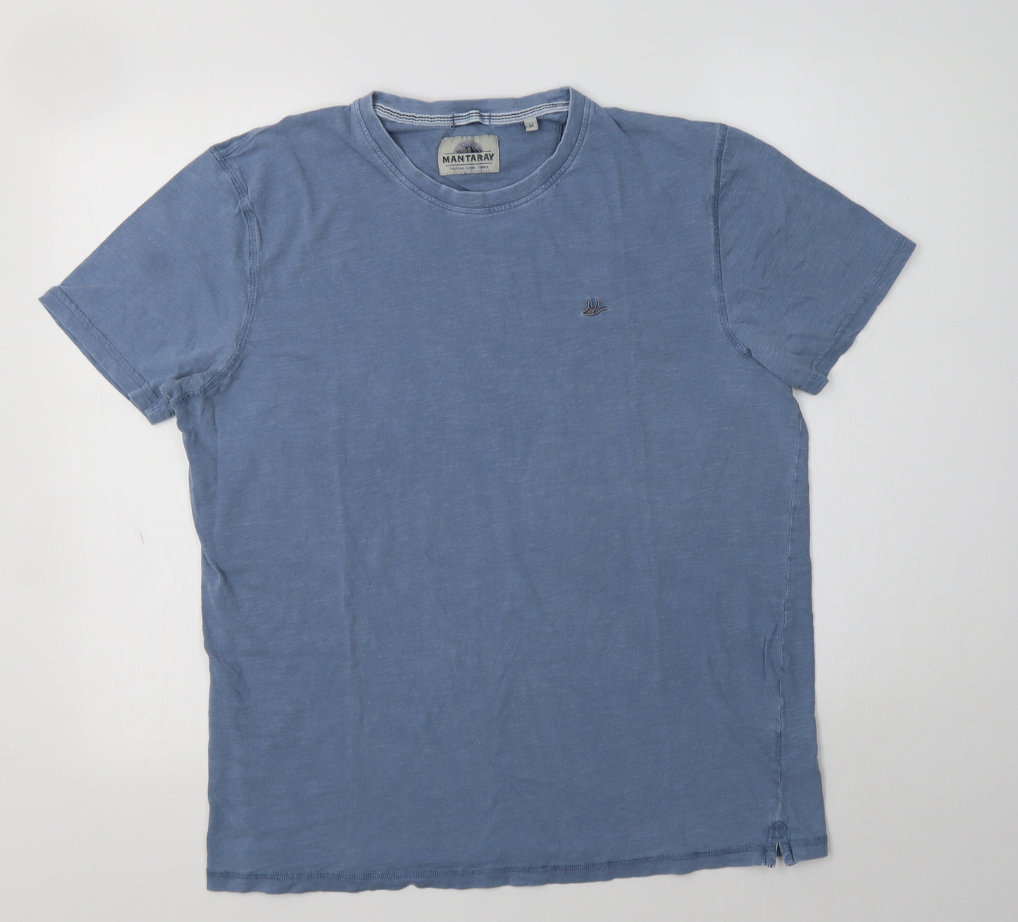 Mantaray Mens Blue  Cotton  T-Shirt Size M Crew Neck
