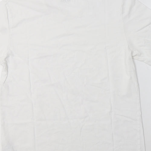 Boss Mens White  Cotton  T-Shirt Size L Crew Neck