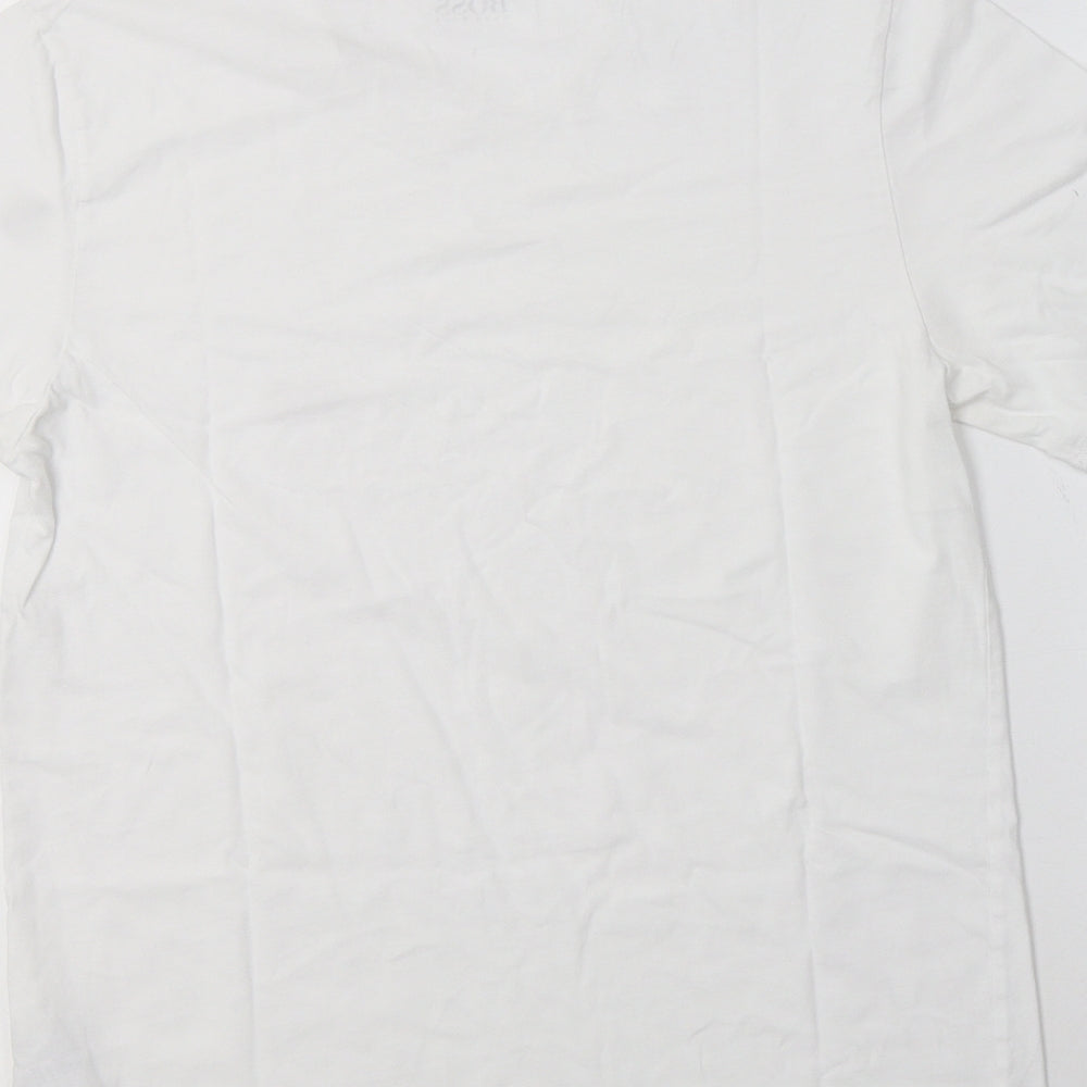 Boss Mens White  Cotton  T-Shirt Size L Crew Neck