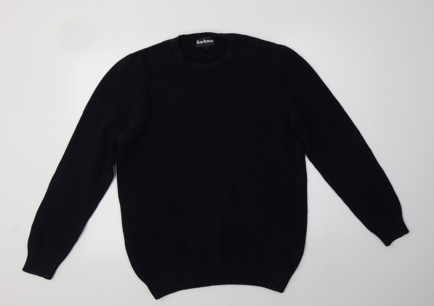 Barbour Mens Blue Crew Neck  Cotton Pullover Jumper Size L