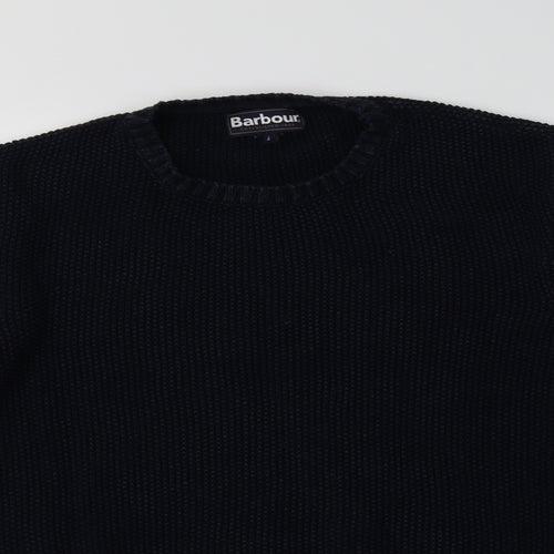Barbour Mens Blue Crew Neck  Cotton Pullover Jumper Size L