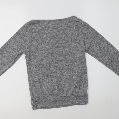 Boohoo Womens Grey  Polyester Basic Blouse Size 6 Crew Neck