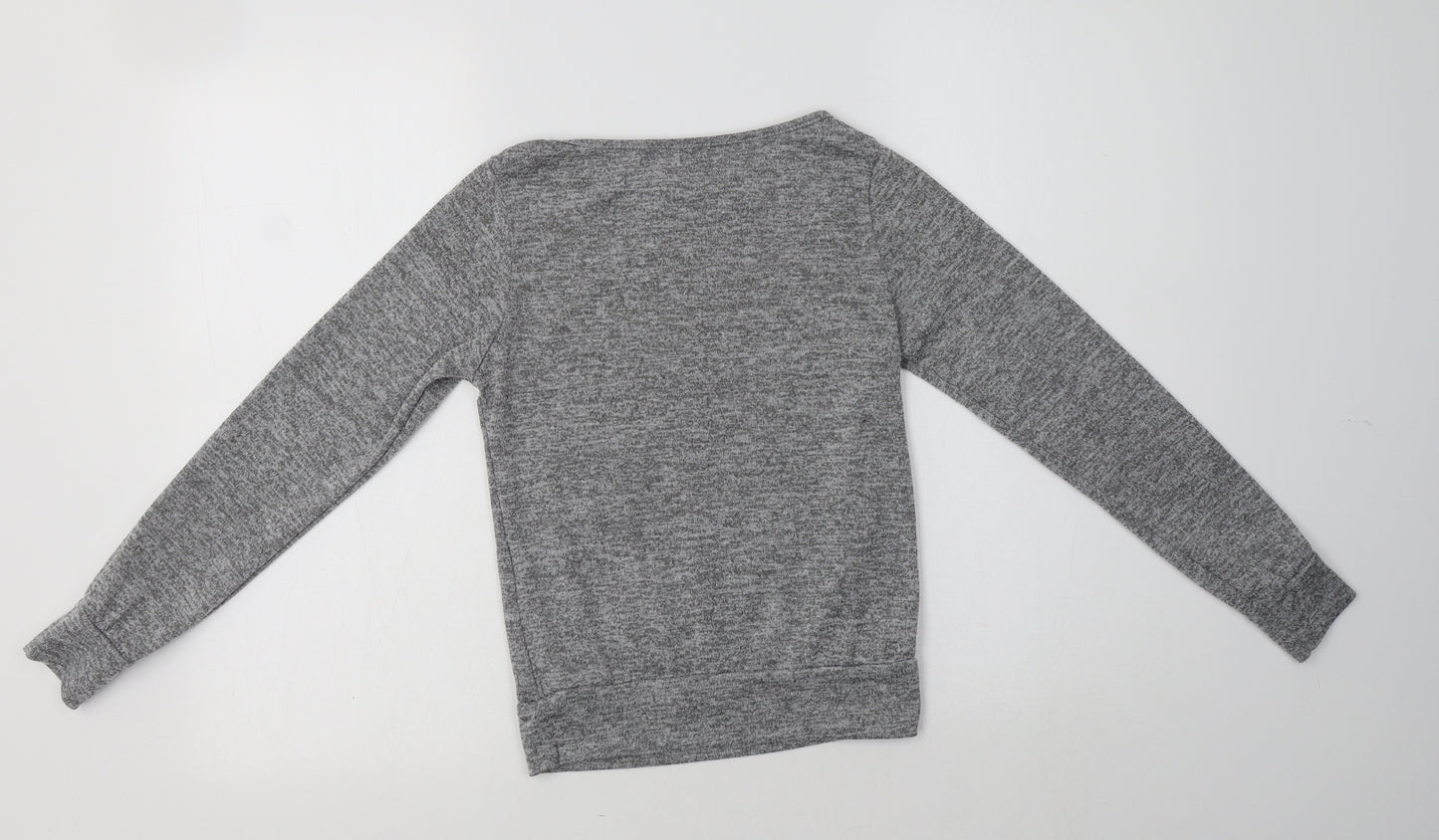 Boohoo Womens Grey  Polyester Basic Blouse Size 6 Crew Neck