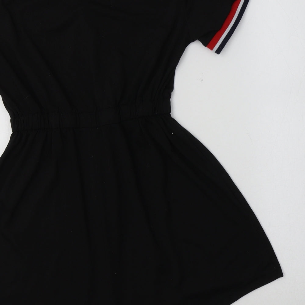 SheIn Womens Black Striped Polyester Playsuit One-Piece Size XS  Zip