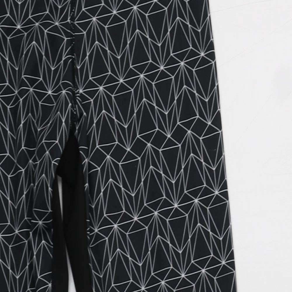 Primark Womens Black Geometric Polyester Compression Leggings Size 10 L27 in Regular