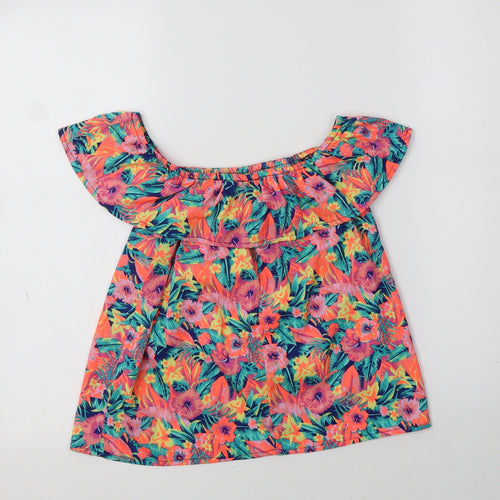 Primark Girls Multicoloured Floral Polyester Basic Blouse Size 11-12 Years Off the Shoulder