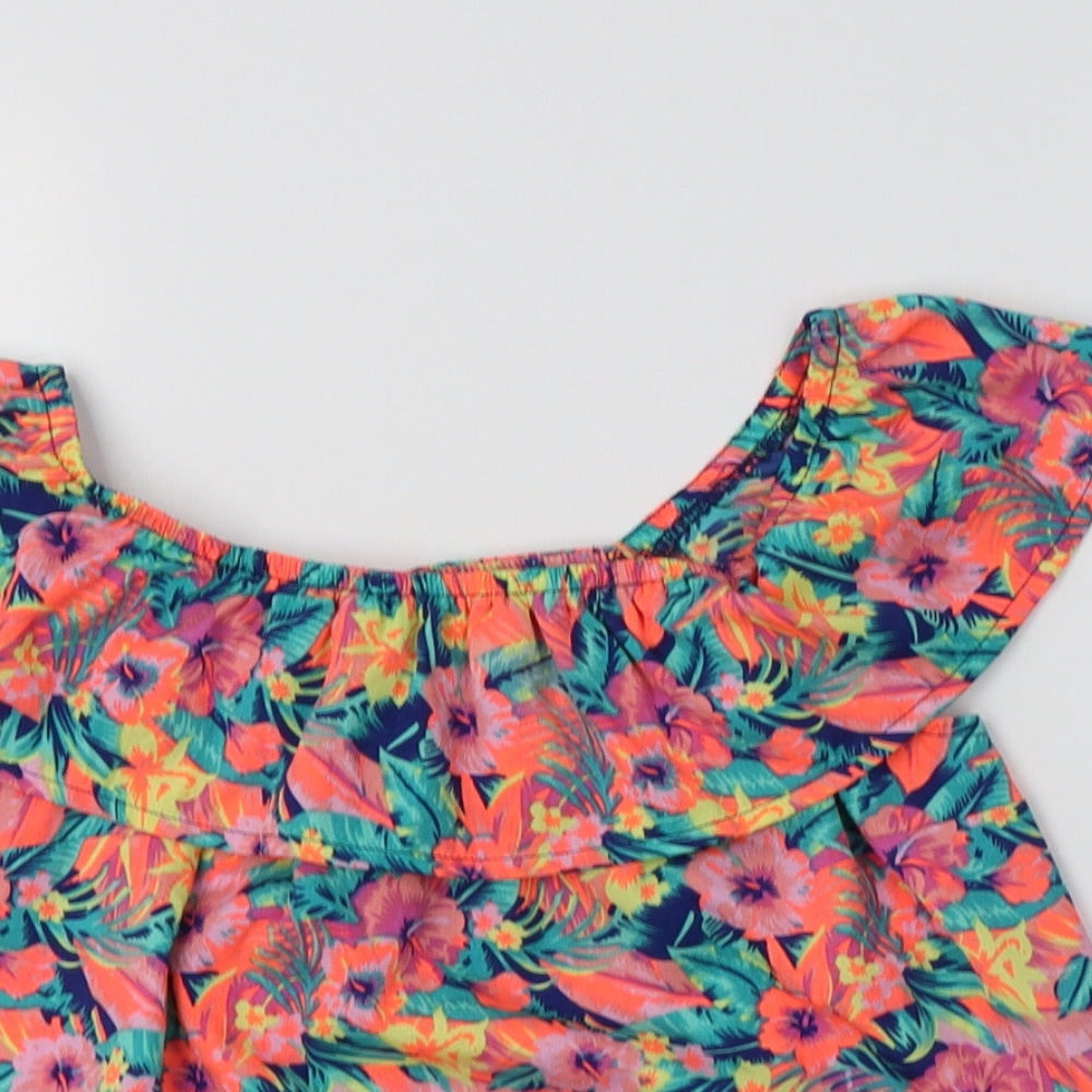 Primark Girls Multicoloured Floral Polyester Basic Blouse Size 11-12 Years Off the Shoulder