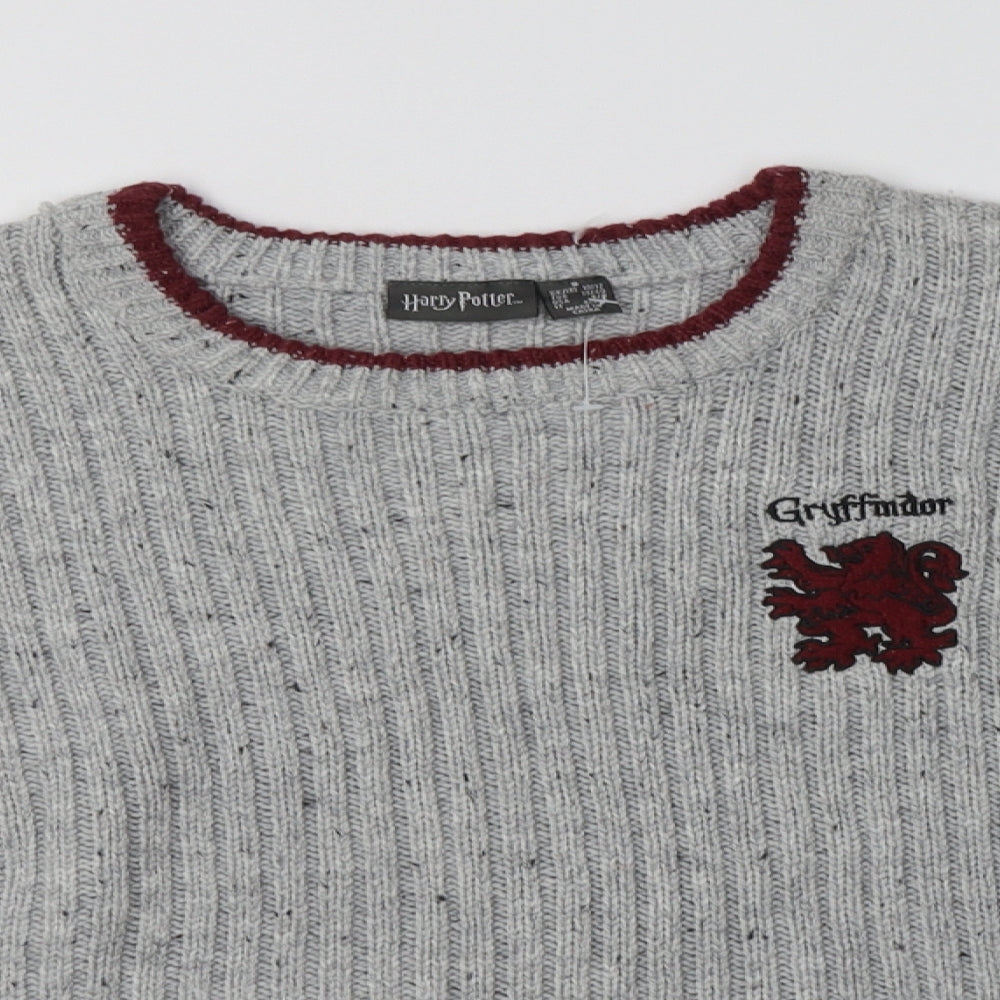 Primark Womens Grey Crew Neck  Acrylic Pullover Jumper Size 12   - Harry Potter