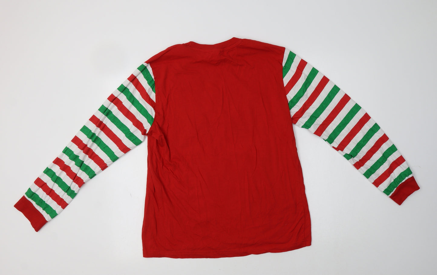 B&M Mens Red Striped Cotton  Pyjama Top Size M   - Christmas Top