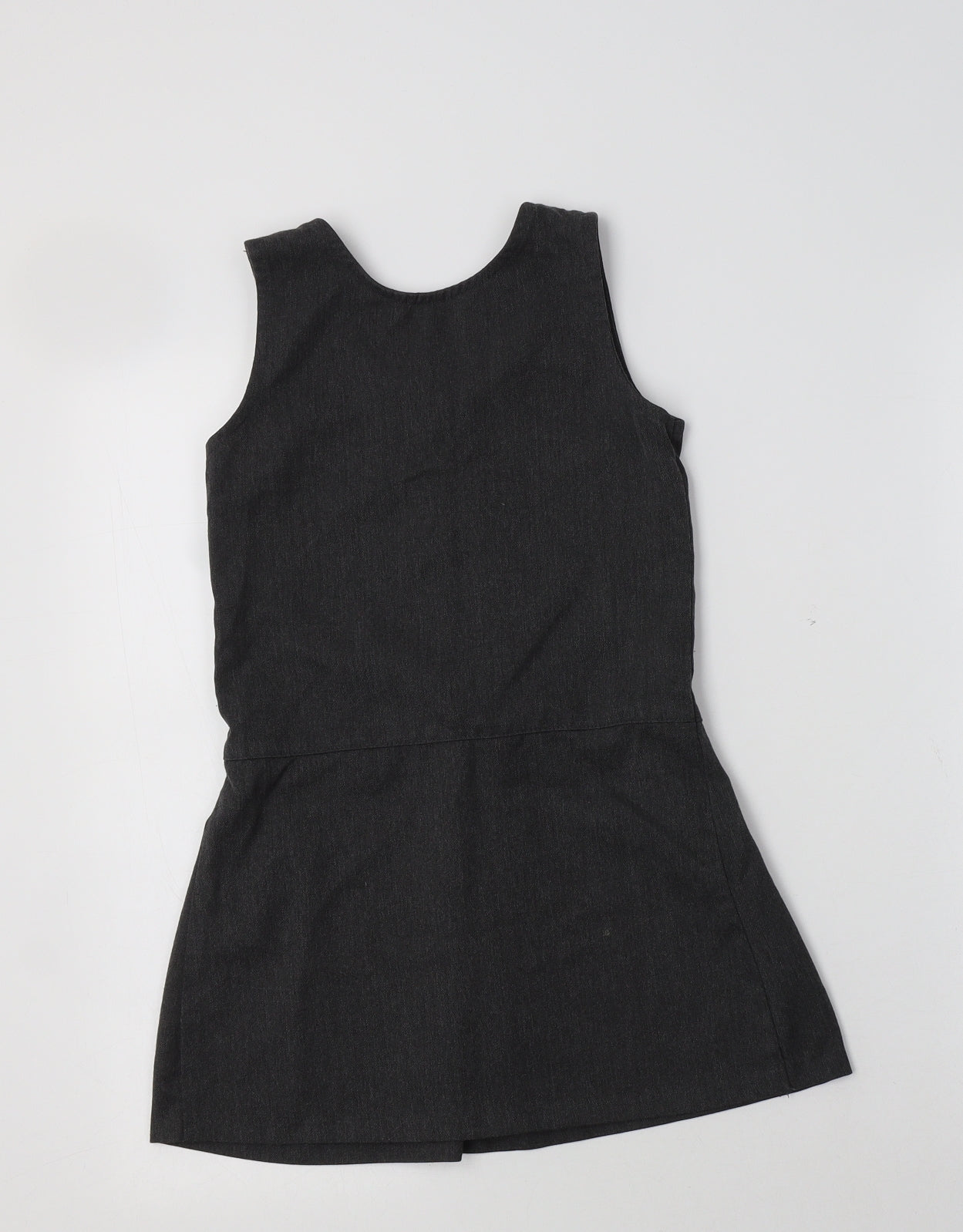 Matalan Girls Grey  Polyester Pinafore/Dungaree Dress  Size 6 Years  Round Neck  - School Wear