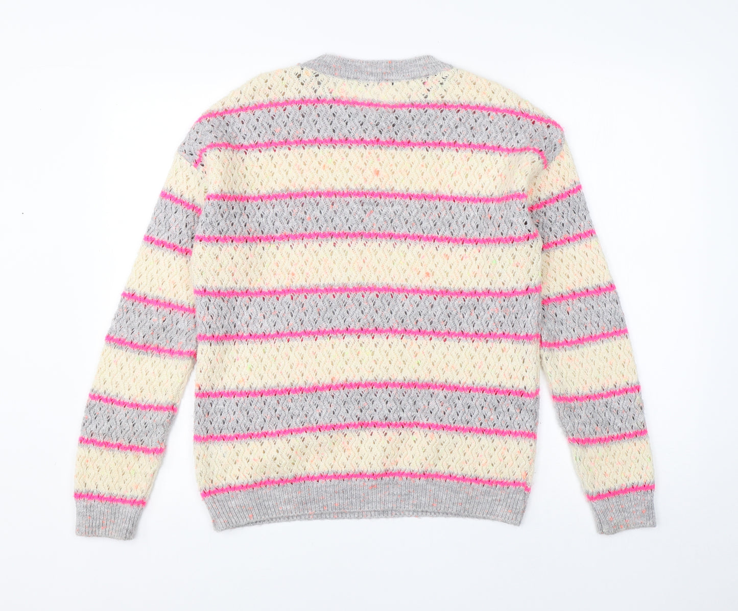 George Womens Multicoloured Round Neck Striped Acrylic Pullover Jumper Size S
