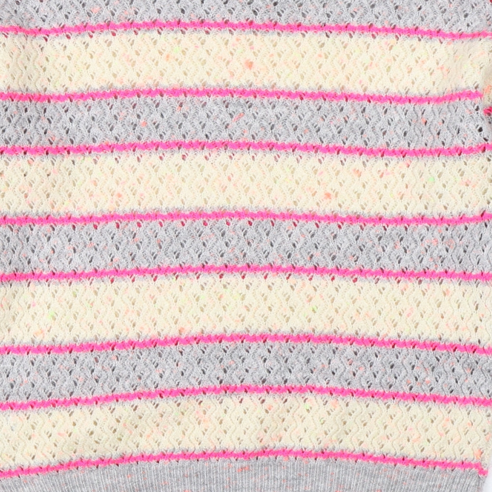 George Womens Multicoloured Round Neck Striped Acrylic Pullover Jumper Size S