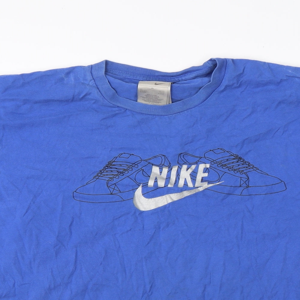 Nike Mens Blue  Cotton  T-Shirt Size XL Round Neck