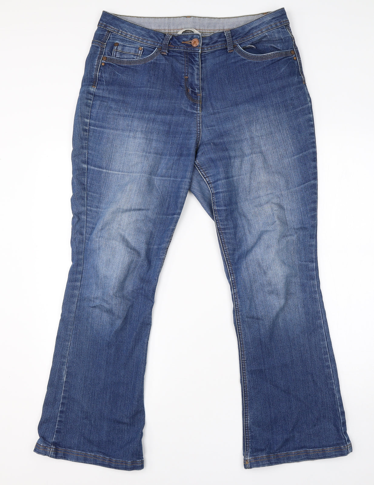 George Womens Blue  Cotton Bootcut Jeans Size 14 L26 in Regular
