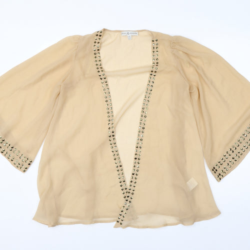 Rare London Womens Beige V-Neck  Polyester Cardigan Jumper Size 6