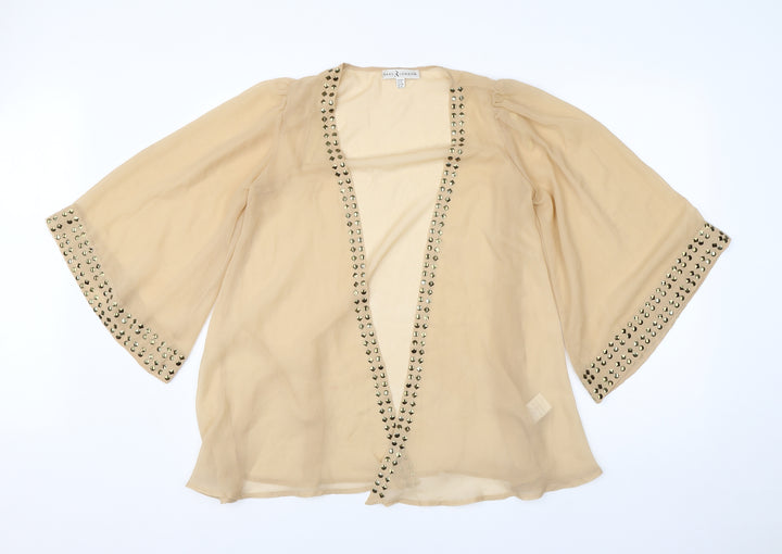 Rare London Womens Beige V-Neck Polyester Cardigan Jumper Size 6
