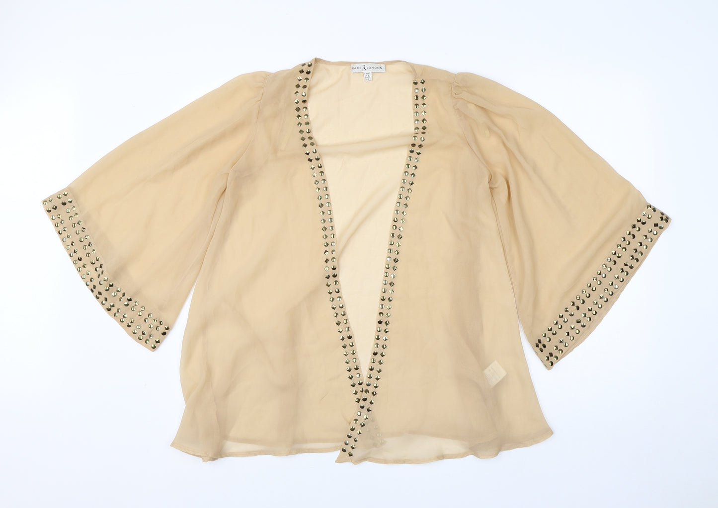 Rare London Womens Beige V-Neck  Polyester Cardigan Jumper Size 6