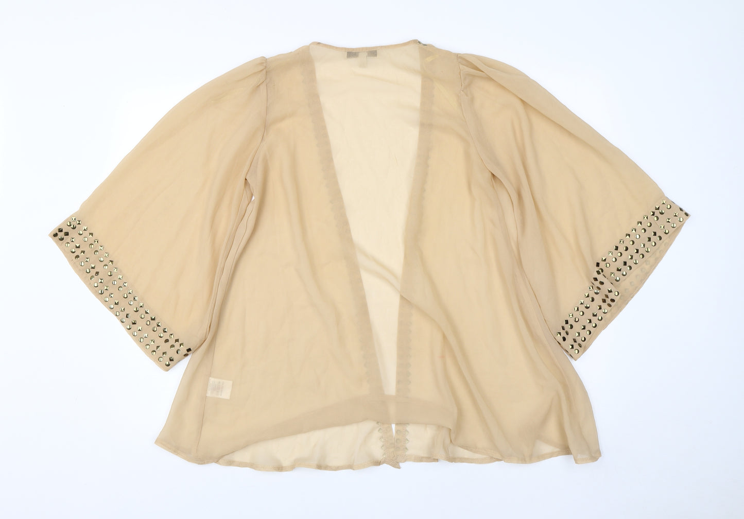 Rare London Womens Beige V-Neck  Polyester Cardigan Jumper Size 6