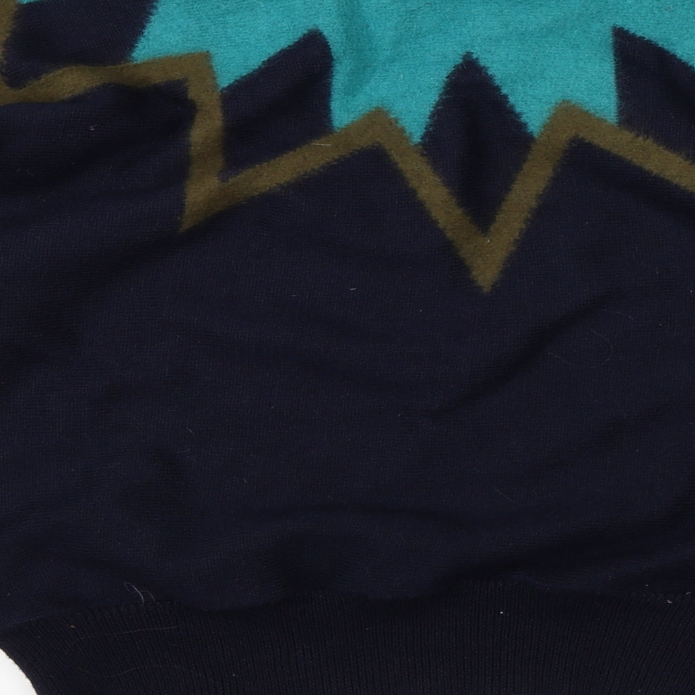 Yarell Womens Blue Round Neck  Wool Pullover Jumper Size 14