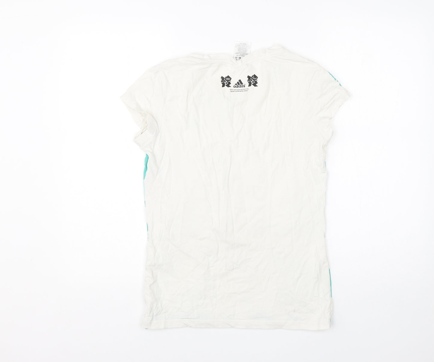 adidas Womens White  Cotton Basic T-Shirt Size 12 Round Neck