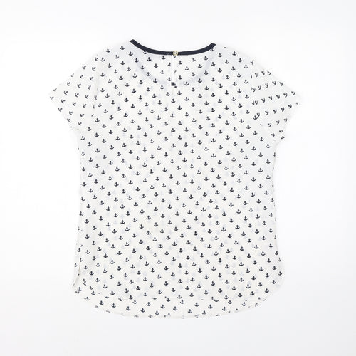 Debenhams Womens White  Polyester Basic Blouse Size 10 Round Neck