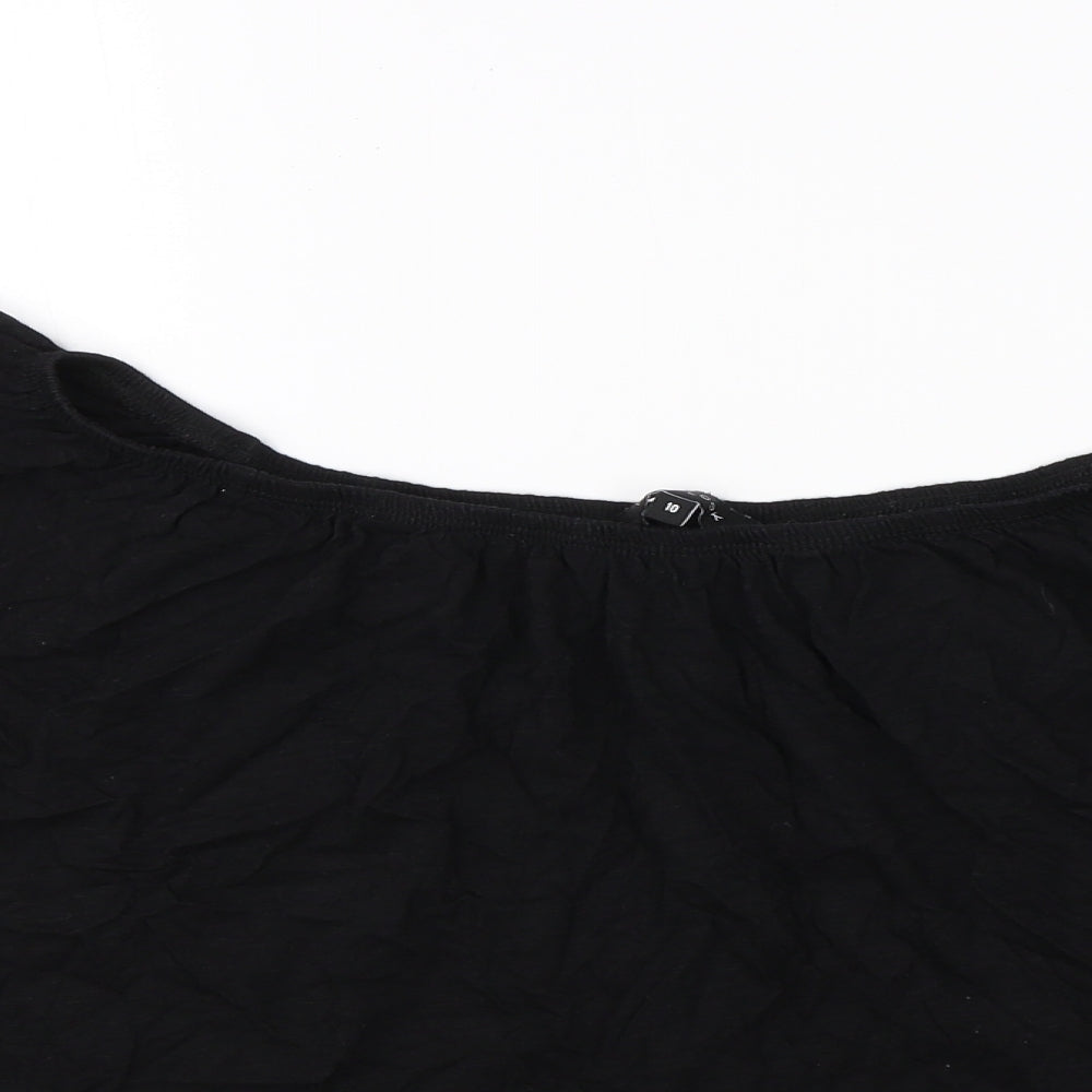 New Look Womens Black  Cotton Basic Blouse Size 10 Round Neck
