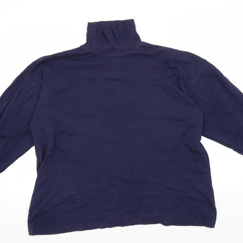Country Trader Mens Blue High Neck  Cotton Pullover Jumper