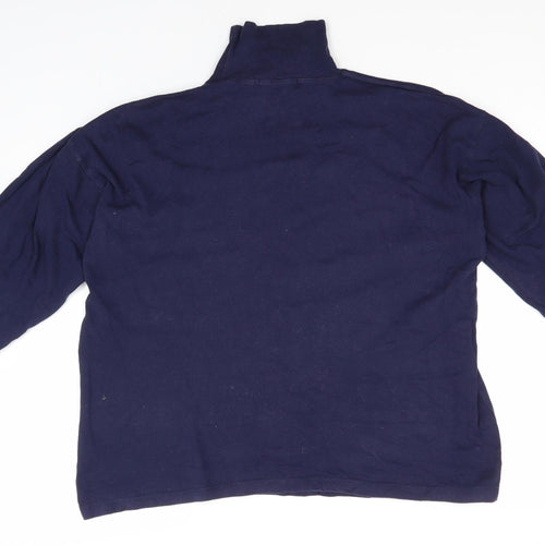 Country Trader Mens Blue High Neck  Cotton Pullover Jumper