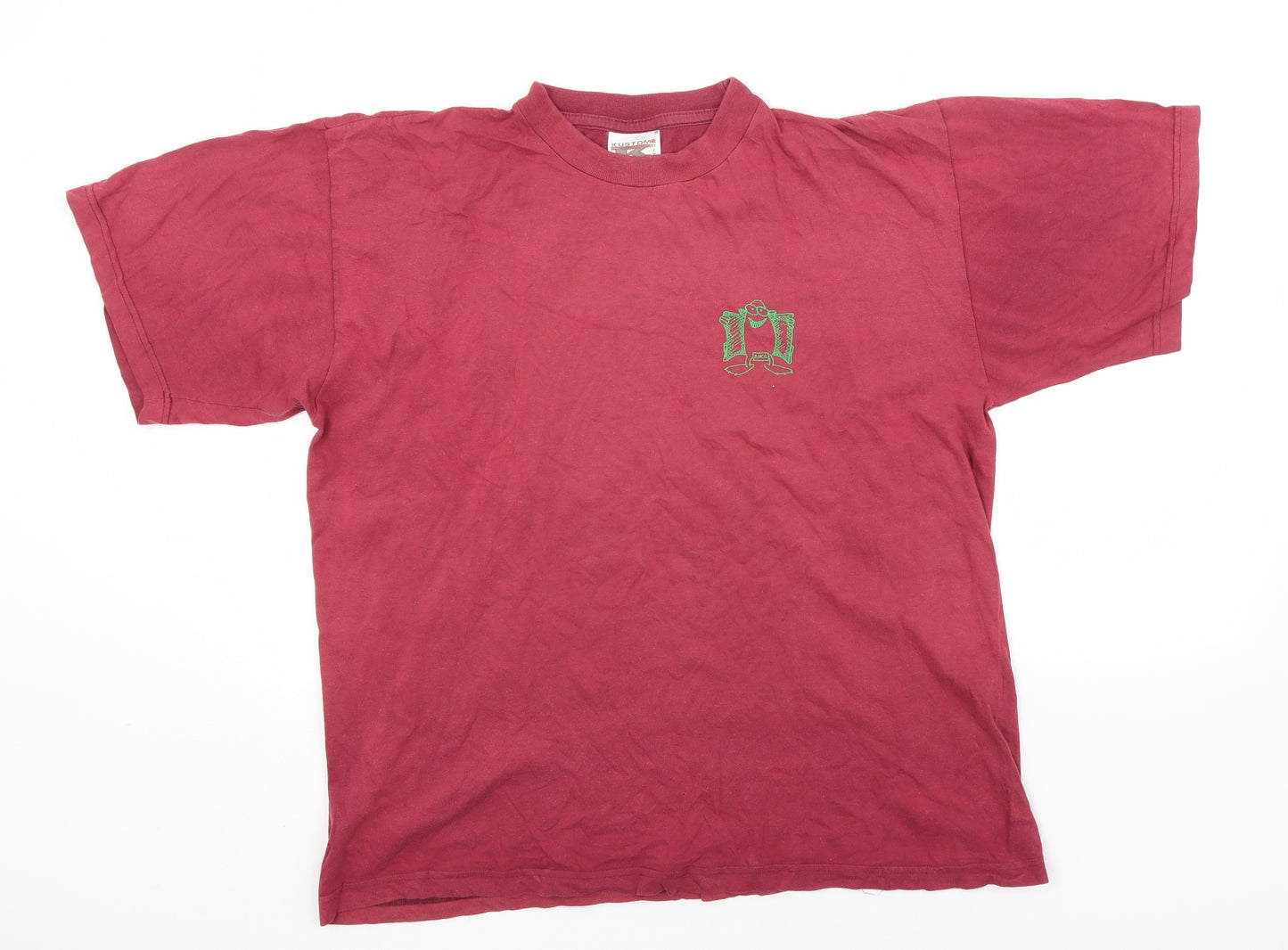Kustom Mens Pink  Cotton  T-Shirt Size XL Round Neck